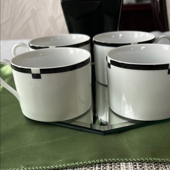 Mikasa Other - Mikasa Midnight Mug Cup Fine China Black and White 8 oz Vintage, Set of 4